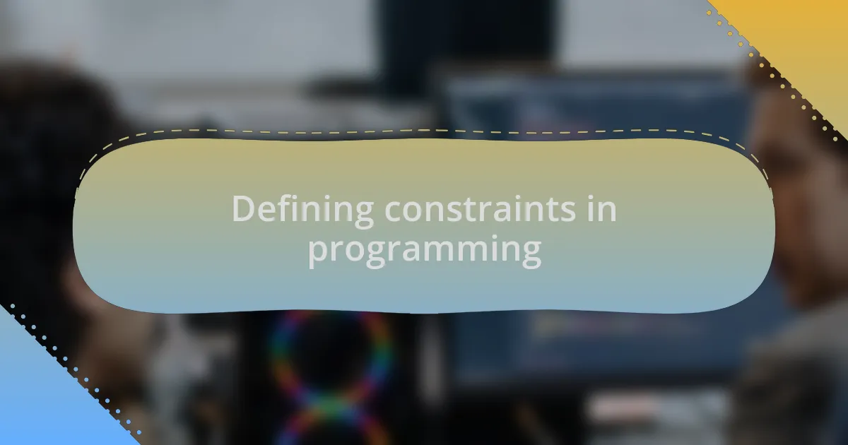 Defining constraints in programming
