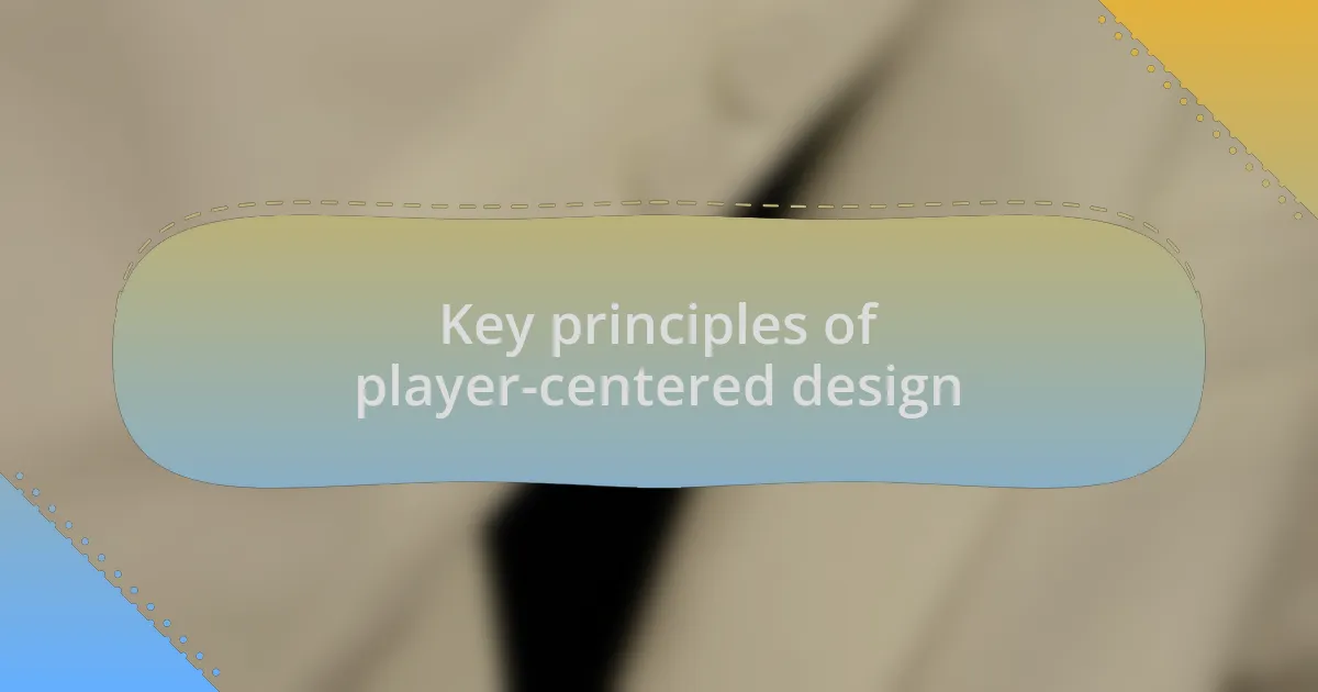 Key principles of player-centered design