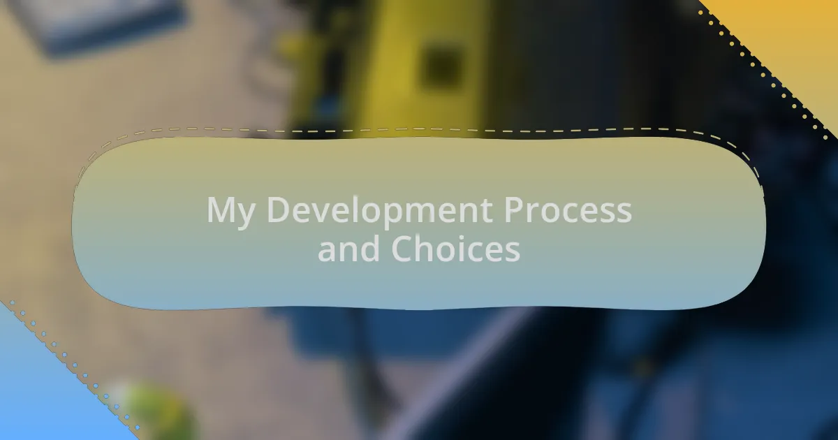 My Development Process and Choices