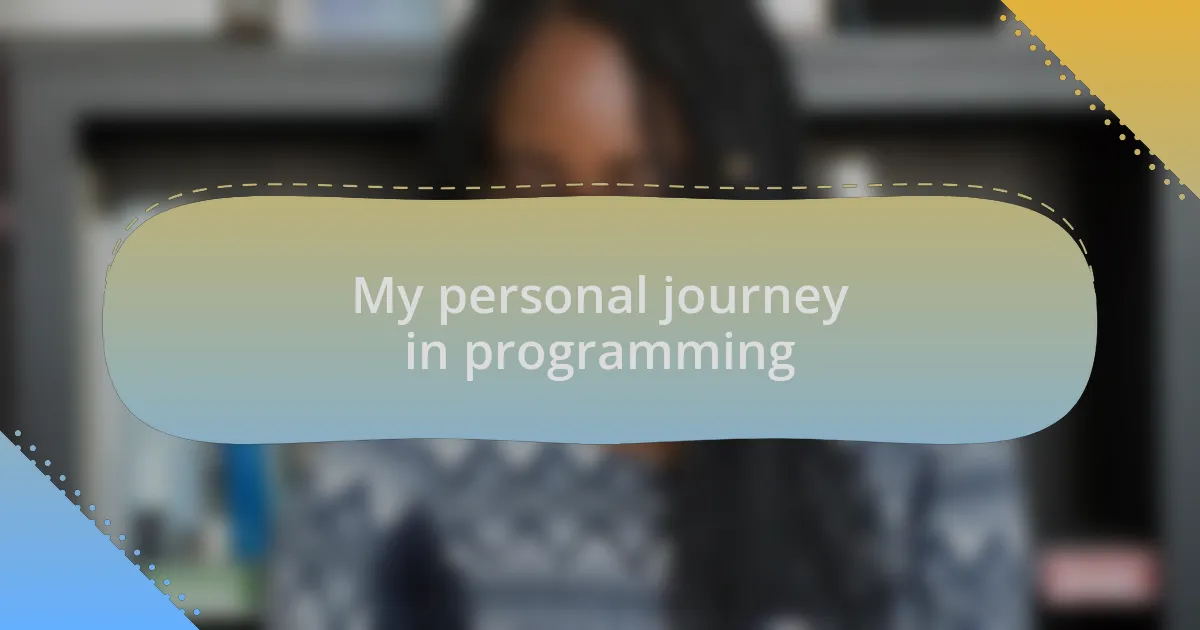My personal journey in programming