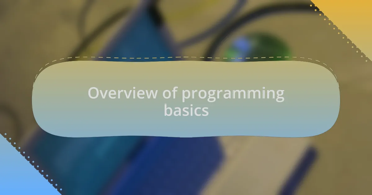 Overview of programming basics