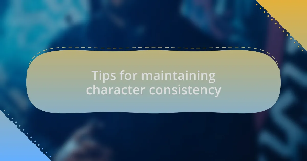 Tips for maintaining character consistency
