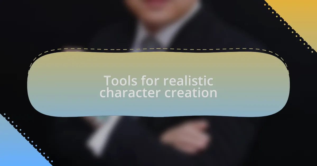 Tools for realistic character creation